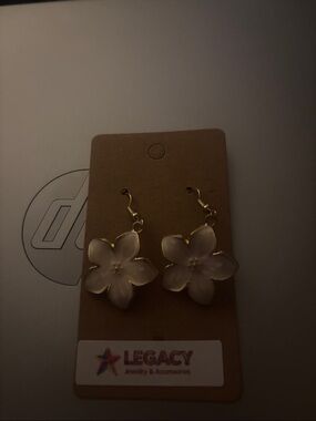 Legacy Gold and White Floral Earrings